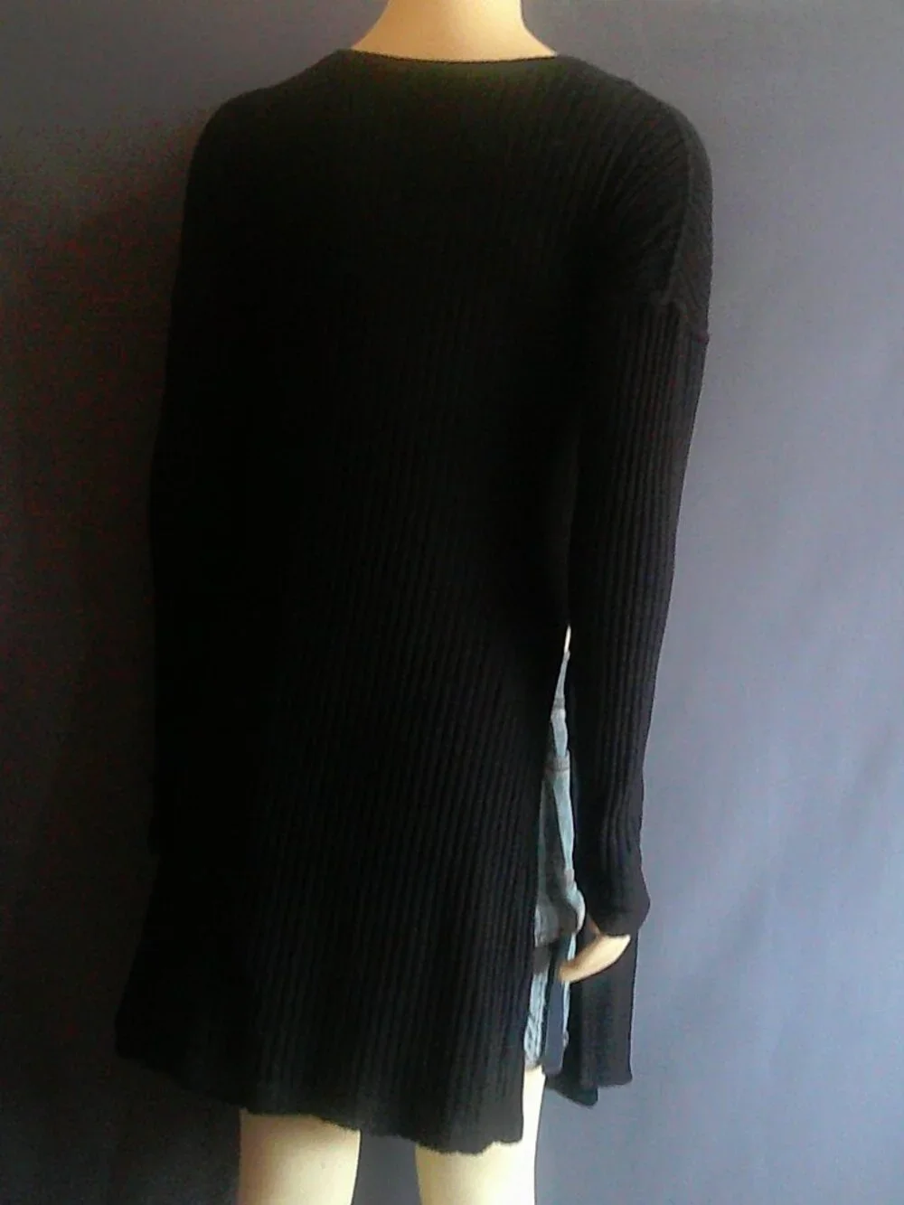Free People Black Wrap Fall For You Ribbed Side Vent Sweater M